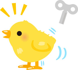 ゼンマイで動くヒヨコのおもちゃ