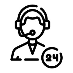 24 Hours Support line icon