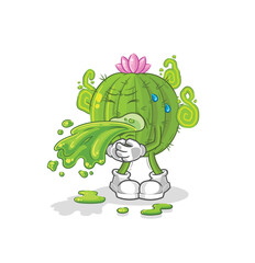 cactus throw up cartoon. cartoon mascot vector