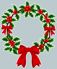 Naklejka premium Christmas wreath laurel decor ornaments