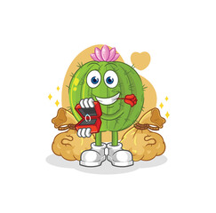 cactus propose with ring. cartoon mascot vector