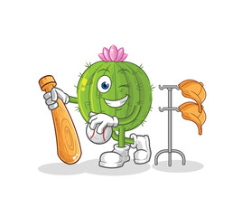 cactus playing baseball mascot. cartoon vector