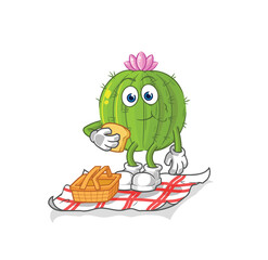 cactus on a picnic cartoon. cartoon mascot vector