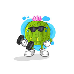 cactus lifting dumbbell vector. cartoon character