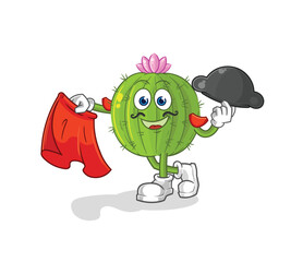 cactus matador with red cloth illustration. character vector