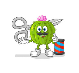 cactus barber cartoon. cartoon mascot vector