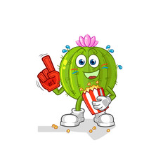 cactus fan with popcorn illustration. character vector