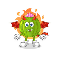 cactus demon with wings character. cartoon mascot vector