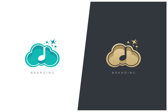 Cloud Music Multimedia Production Vector Logo Concept