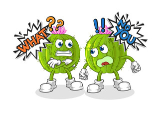 cactus arguing each other cartoon vector