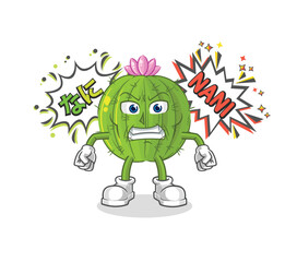 cactus anime angry vector. cartoon character