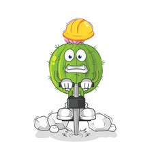 cactus drill the ground cartoon character vector