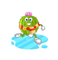 cactus ice skiing cartoon. character mascot vector