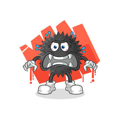 sea urchin monster vector. cartoon character