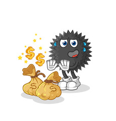 sea urchin refuse money illustration. character vector