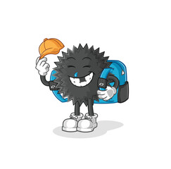 sea urchin goes to school vector. cartoon character
