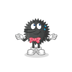 sea urchin lie like Pinocchio character. cartoon mascot vector