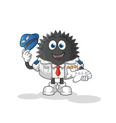 sea urchin pilot mascot. cartoon vector
