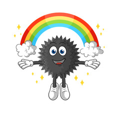 sea urchin with a rainbow. cartoon vector