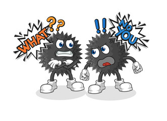 sea urchin arguing each other cartoon vector