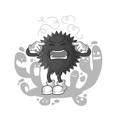 depressed sea urchin character. cartoon vector