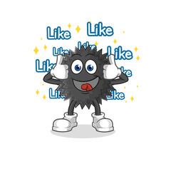 sea urchin give lots of likes. cartoon vector