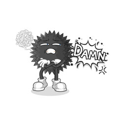 sea urchin very pissed off illustration. character vector