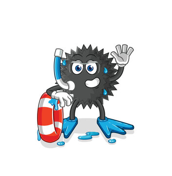 sea urchin diver waving hello clip art preview
