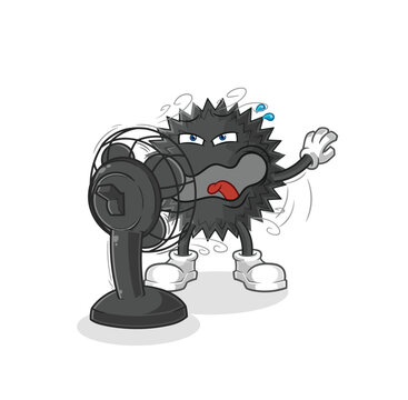 recommend clip art: sea urchin with the fan character. cartoon mascot vector