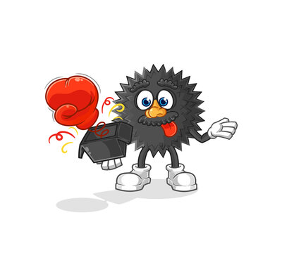 sea urchin prank glove in the box. cartoon mascot