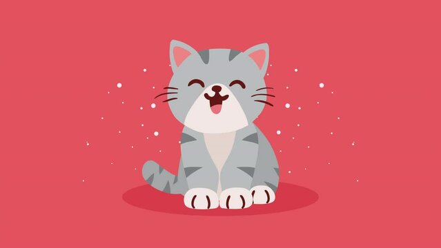 cute little gray cat mascot animation