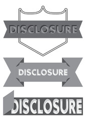 Set of ribbon with Disclosure text. Banner template. Label sticker. Sign.