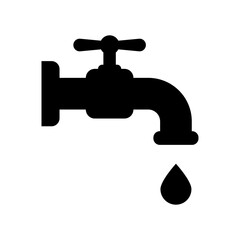Water tap black vector icon on white background