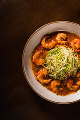 Perfect Pasta Classic Italian Homemade Artisan Bacon Tomato Sauce Sausage Sweet Melted Cheese Onion Chicken Meat Shrimp Menu Gourmet on a Dark Background