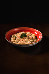 Perfect Pasta Classic Italian Homemade Artisan Bacon Tomato Sauce Sausage Sweet Melted Cheese Onion Chicken Meat Shrimp Menu Gourmet on a Dark Background