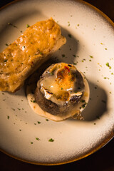 Perfect Pasta Classic Italian Homemade Artisan Bacon Tomato Sauce Sausage Sweet Melted Cheese Onion Chicken Meat Shrimp Menu Gourmet on a Dark Background