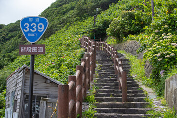 国道339号線竜飛岬付近の階段国道