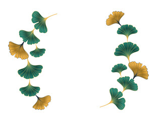 Round vector frame with Ginkgo Biloba leave. Decorative round branch for invitation isolated on white.