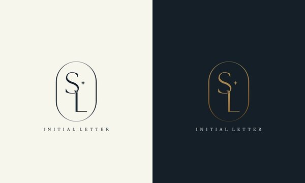 premium SL logo monogram with gold circle frame. luxury initials design minimal modern typeface