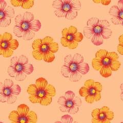 Fototapeta na wymiar seamless plants pattern background with little flowers , greeting card or fabric