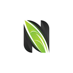 Letter N + Leaf Logo, minimalist and modern, fresher and healthy