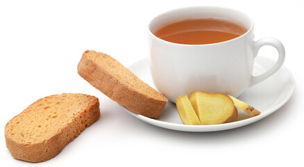 Fototapeta na wymiar Herbal tea toast as breakfast