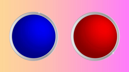 Abstract Image. The illustrations and clipart. Blue and red balls in a silver frame inside gradient pink space.