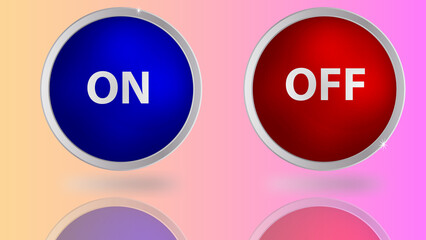 Abstract Image. The illustrations and clipart. On and Off buttons in blue and red color in gradient pink color.