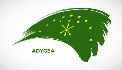 Hand drawing brush stroke flag of Adygea with painting effect vector illustration