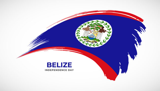 Hand drawing brush stroke flag of Belize with painting effect vector illustration
