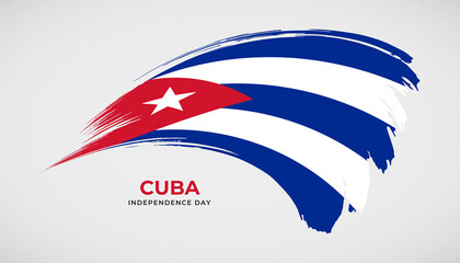 Hand drawing brush stroke flag of Cuba with painting effect vector illustration