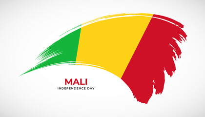 Hand drawing brush stroke flag of Mali with painting effect vector illustration