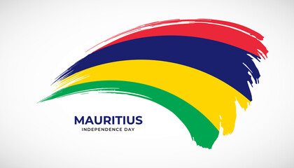 Hand drawing brush stroke flag of Mauritius with painting effect vector illustration