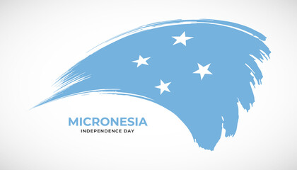 Hand drawing brush stroke flag of Micronesia with painting effect vector illustration